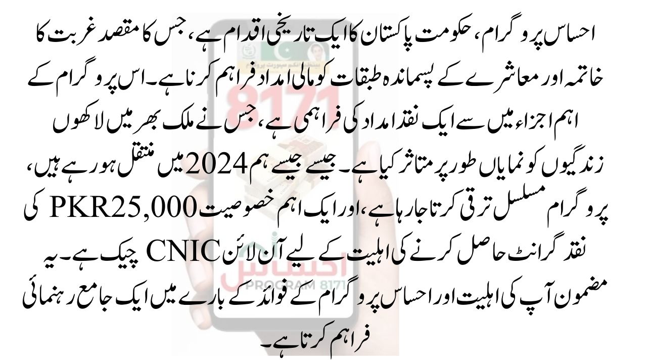 Ehsaas Program CNIC Check Online for 25,000 PKR in 2024